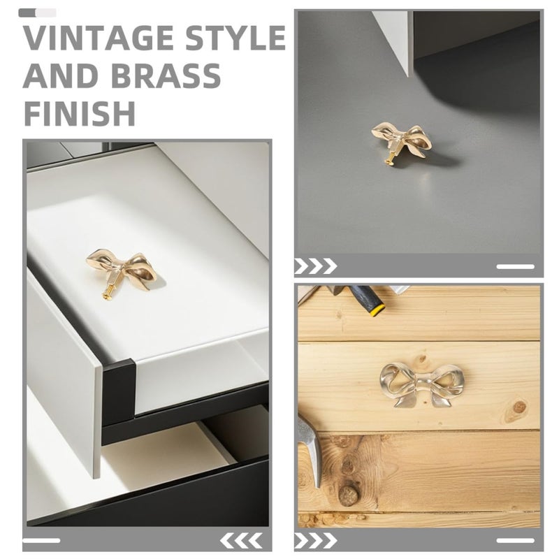 Brass Bow Shaped Dresser Knob Cabinet Handle Vintage Drawer Pull Smooth Surface Hardware - Image 4