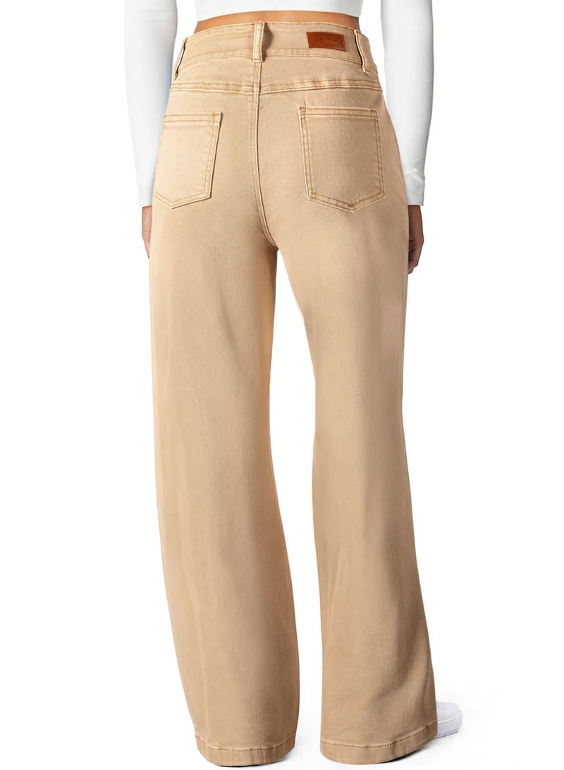 Sidefeel Jeans for Women High Waisted Wide Leg Jeans Stretchy Straight Leg Seamed Front Trendy Loose Denim Pants Khaki Size 8 - Image 2