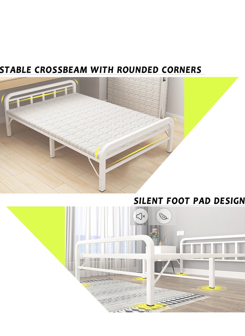 ZUIHAO Portable Folding Bed Spare Bedroom Office Outdoor No Assembly Bed Grey Folding Bed with Mattress  - Image 5