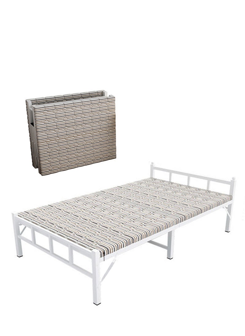 ZUIHAO Portable Folding Bed Spare Bedroom Office Outdoor No Assembly Bed Grey Folding Bed with Mattress  - Image 2