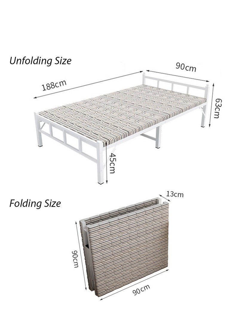 ZUIHAO Portable Folding Bed Spare Bedroom Office Outdoor No Assembly Bed Grey Folding Bed with Mattress  - Image 3