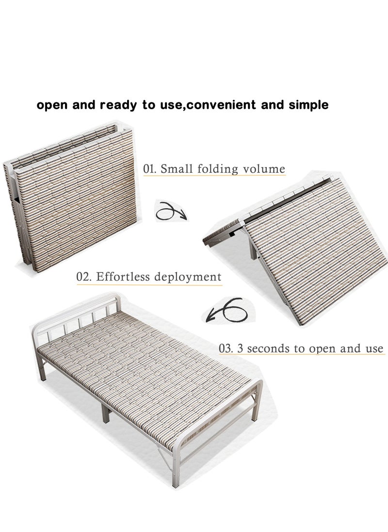 ZUIHAO Portable Folding Bed Spare Bedroom Office Outdoor No Assembly Bed Grey Folding Bed with Mattress  - Image 4
