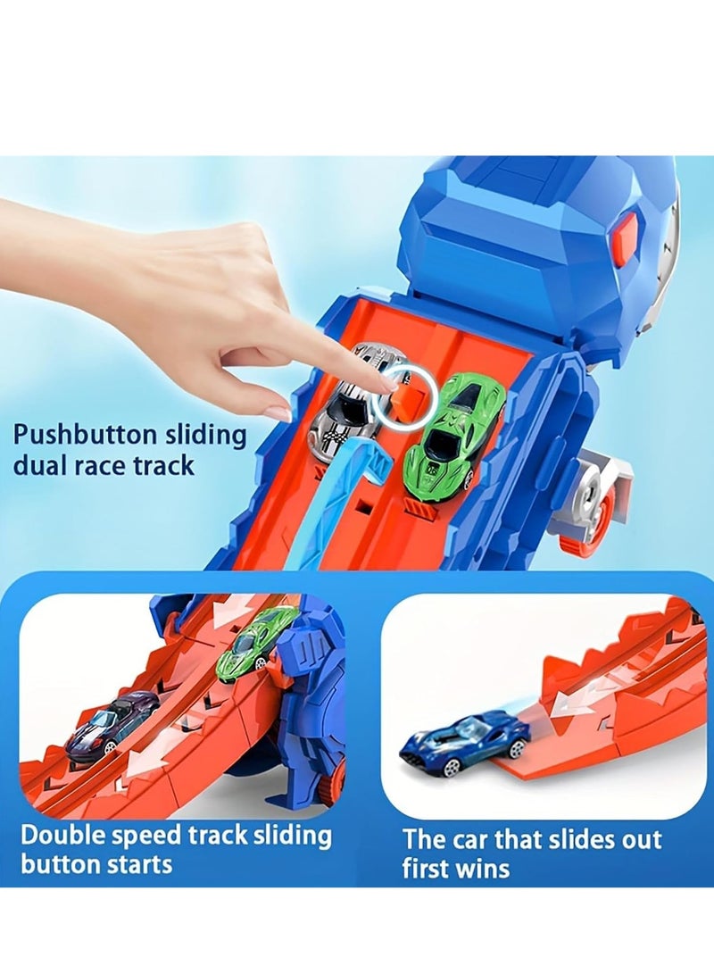 Transform Dinosaur Truck for Toddlers, Transporter Track Set with 8 Die-cast Vehicles Toys, Transforms into Dino Play Vehicles Gifts Set for 3+ Kids Boys Girls - Image 4