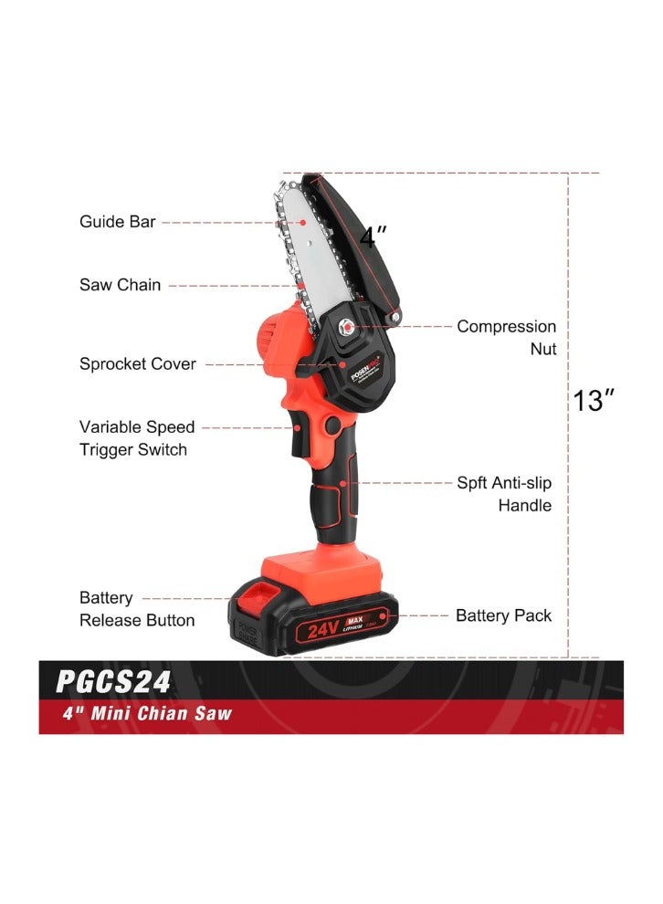 Generic Mini Electric Portable Cordless Chainsaw One Hand 6 Inch Small Chain Saw With 21V Rechargeable Battery Portable Cutting Tool For Tree Branch Trimming Wood Gardening  - Image 2