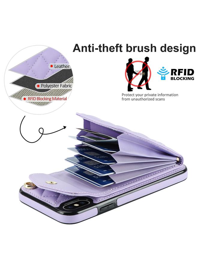 erorex Case For iPhone XS Max Rhombic Texture Card Bag Phone Case with Long Lanyard - Image 4