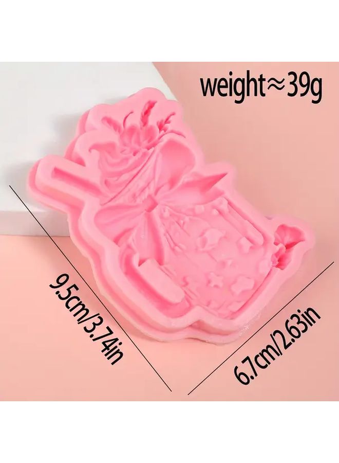 Y 314 Model Milk Tea Shaped Cake Silicone Mold With Bow And Straw Pastel Pink - Image 3