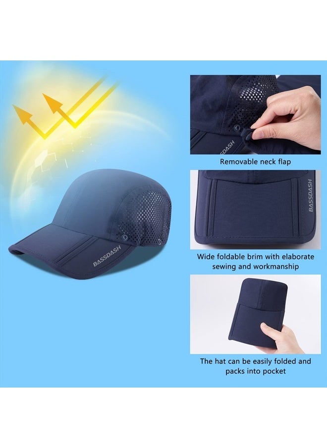 BASSDASH UPF 50+ Foldable Fishing Hat Baseball Cap with Removable Neck Flap Portable for Men Women Golf Hiking  - Image 5
