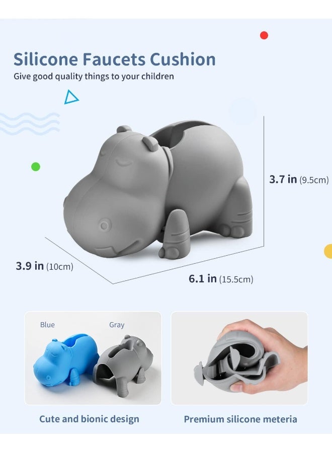 Mandoo Faucet Cover Bathtub Baby, Bath spout Cover for Bathtub sea Lion Hippo Grey - Image 2