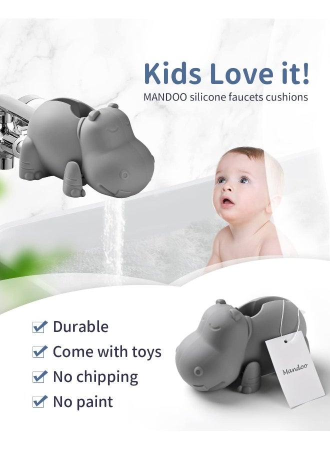 Mandoo Faucet Cover Bathtub Baby, Bath spout Cover for Bathtub sea Lion Hippo Grey - Image 4