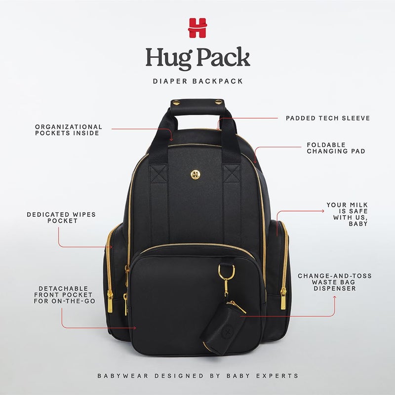 HUGGIES Unisex-adult Signature Hug Pack Diaper Backpack, Black, One Size - Image 4