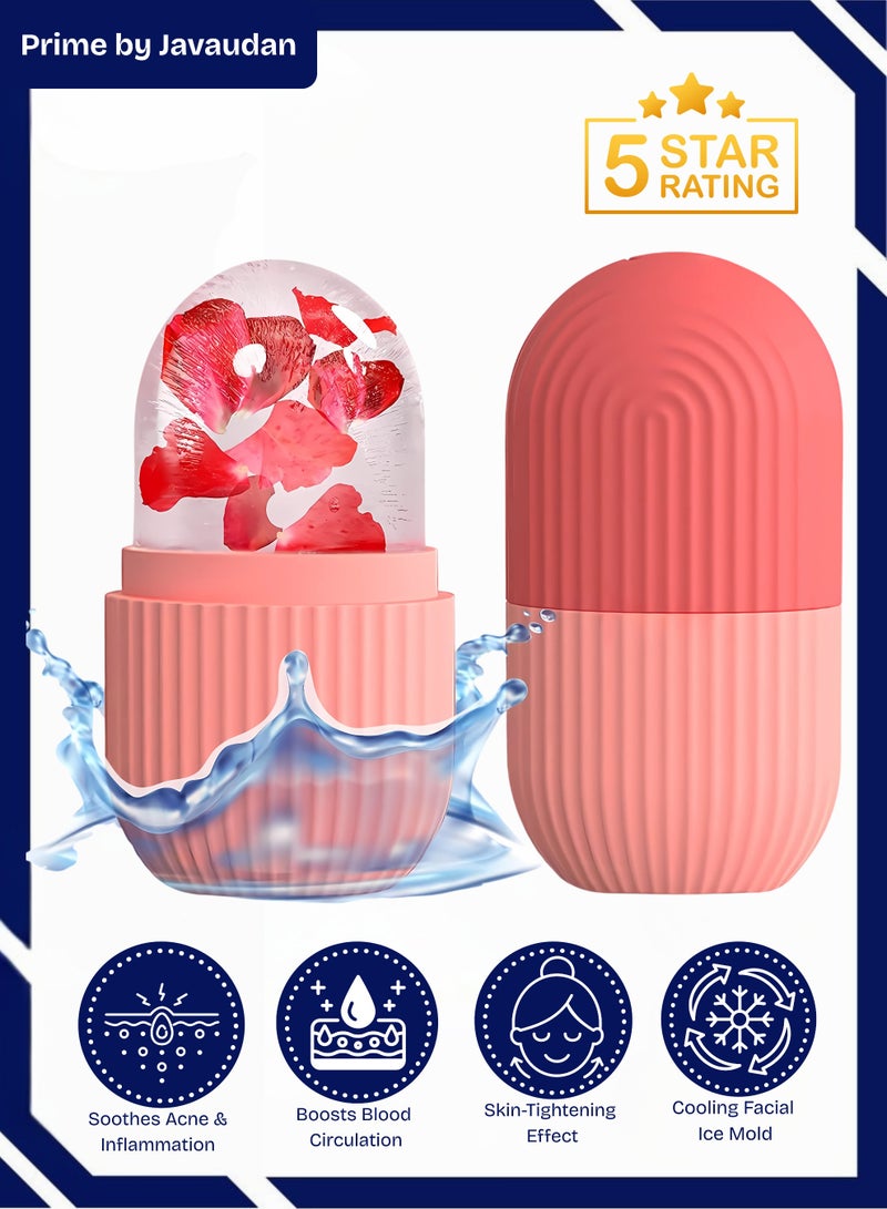 برايم بي جافاودان آلة صنع قوالب الثلج للوجه مع نظام مانع للتسرب والتنقيط ، بكرة ثلج على شكل مكعب كونتور ، حامل ثلج من السيليكون للوجه ، أدوات العناية بالبشرة ، أسطوانة الجليد ، هدية للنساء - Image 1
