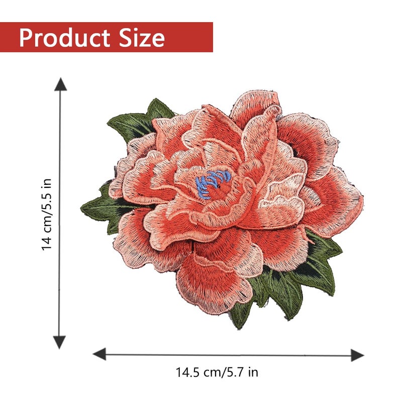 MAGNEECH 1Pcs Colour Embroidery Patchesï¼Œ Patch Applique DIY Accessoriesï¼ŒEmbroidered Iron on or Sew On Patch for Jackets, Clothing, Dress, Jeans, Hat, Backpacks, Clothes (Orange Flower) - Image 3