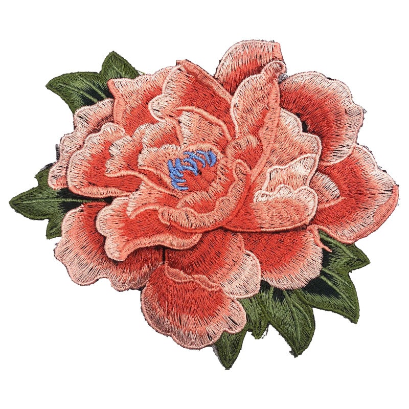 MAGNEECH 1Pcs Colour Embroidery Patchesï¼Œ Patch Applique DIY Accessoriesï¼ŒEmbroidered Iron on or Sew On Patch for Jackets, Clothing, Dress, Jeans, Hat, Backpacks, Clothes (Orange Flower) - Image 1