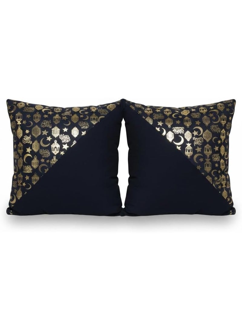 Black velvet restaurant cushions – digitally printed with Ramadan designs – size 45x45 cm – zipper on the back – 2-piece bag - Image 1