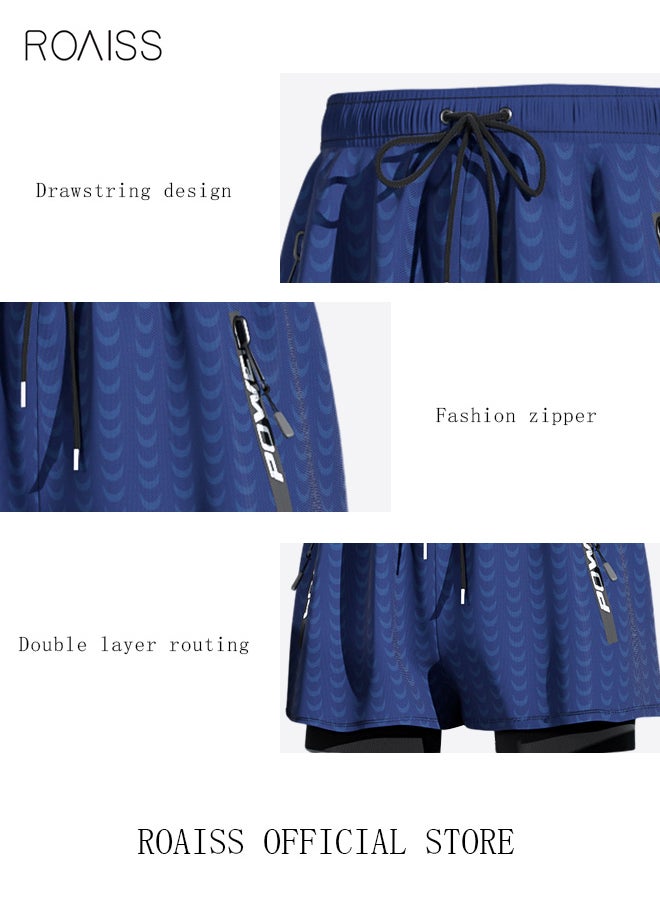 roaiss Men's Swimming Trunks Beachwear Quick Dry Gym Wear Beach Pants Fitness Shorts Fitness Workout Short Sports Running Shorts with Inner Compression  - Image 4