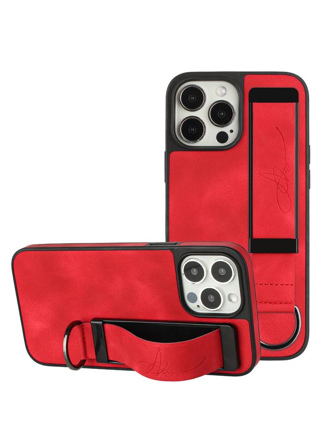 اس-توب جراب لهاتف iPhone 12 Pro Max مزود بحامل سوار معصم من الجلد وغطاء خلفي للهاتف - Image 1