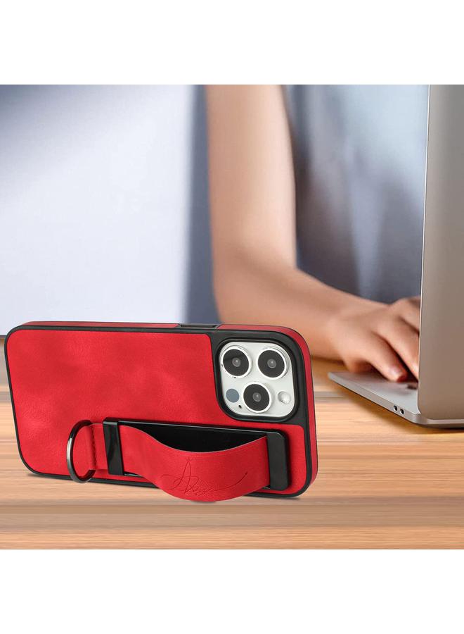 اس-توب جراب لهاتف iPhone 12 Pro Max مزود بحامل سوار معصم من الجلد وغطاء خلفي للهاتف - Image 4