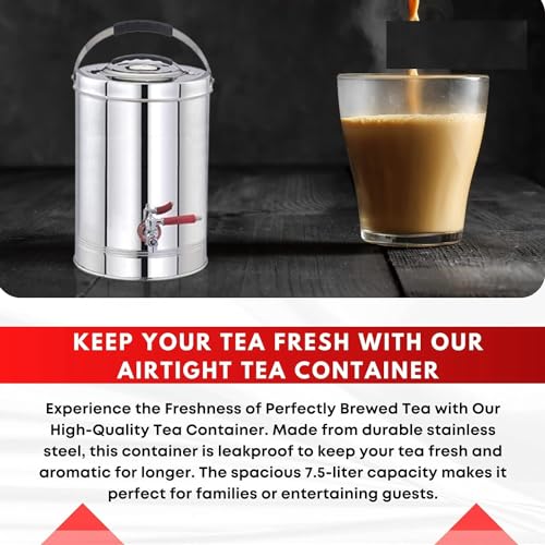 RJ kitchenware Store Stainless Steel Tea Container Eco-Friendly Tea/Coffee|Coffee/Tea Urn Kettle with Tap, Hot & Cold Pot|Tea Pot Dispenser Jar|Chai Kettle for Canteen Kitchen|Silver (5 Litter) - Image 5