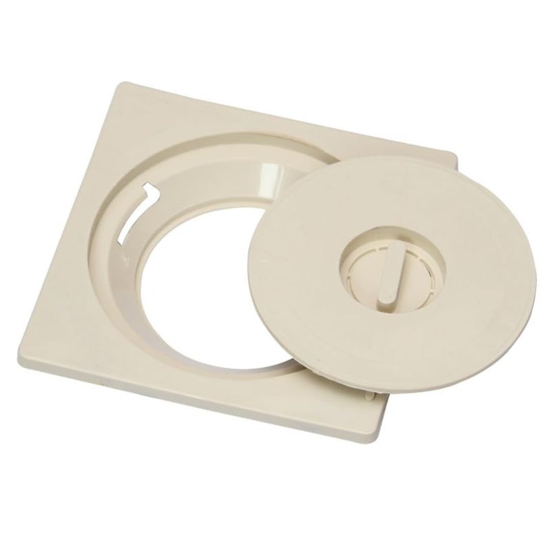 NEW WARE Square Plastic Shower Floor Drain/Strainer with Lid - 6 x 6 Inch, Ivory