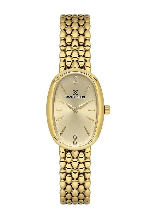 DANIEL KLEIN Women's Stainless Steel Gold Alloy Case Analog Light Gold Barrel Sunray Dial Japanese Quartz Premium 30 Meters Water Resistant