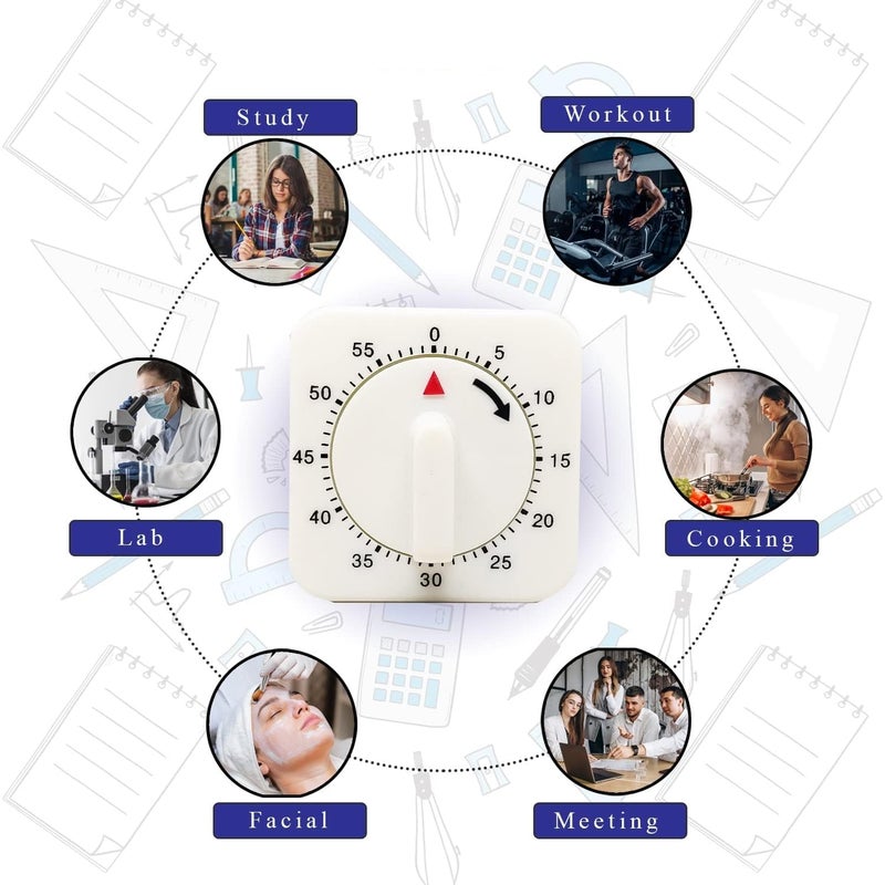 JUSTAKEIT 60 Minutes Mechanical Timer Kitchen Timer Alarm Countdown Manual Stand Small Loud Clock Gadgets for Baking Reminder Cooking Tools - Image 5
