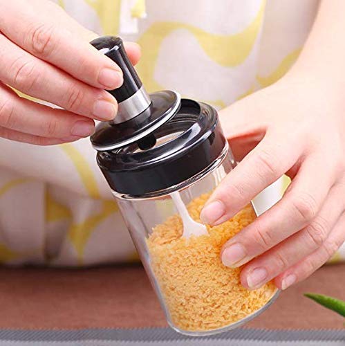 MEETDIP High Borosilicate Glass Spice Jar Seasonning Box Condiment Jar With Spoon And Lid 3ps Set Spoon Jar - Image 3