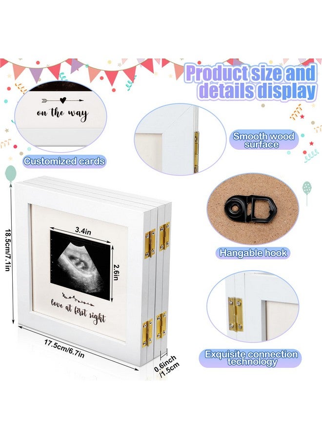 Beeveer Sonogram Picture Frame Quadruple Ultrasound Picture Frame 4 Folding Pregnancy Keepsake Photo for Pregnancy Announcements First Time to Be Dad Mom Gifts Gender Nursery Decor(White) - Image 2