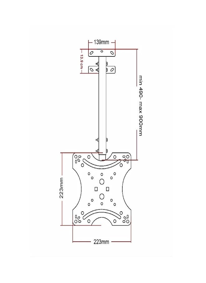 Skill Tech SH CB01 Ceiling Mount for 14"-44" LED LCD Screens, VESA 200x200, Adjustable Drop 600–1000mm, 30kg Load Capacity – Black (Economic Series)  - Image 2