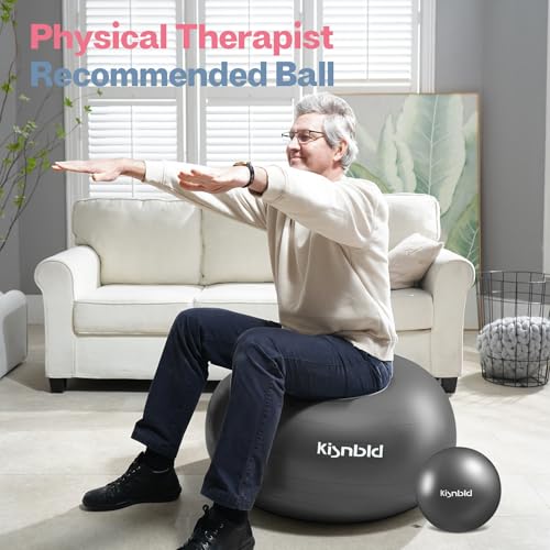 kisnbld Exercise Ball, Extra Thick Yoga Ball for Workout Pregnancy Stability, 4 Sizes Anti-Burst Balance Ball with Foot Pump - Heavy Duty Fitness Ball Chair for Office, Home & Gym - Image 5
