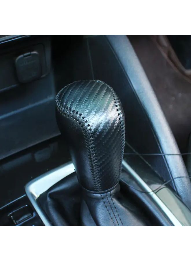 Carbon Fiber Shift Knob Cover Black Leather Red Thread For Mazda 3 CX4 CX5 - Image 1