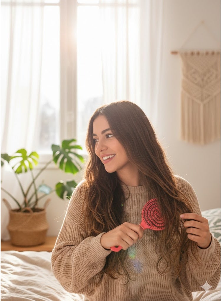 فيبا فرشاة فيبا (Vepa) لفك تشابك الشعر -  بتصميم فريد يُساعد على فك تشابك الشعر بسهولة ويسر دون إتلافه تصميم حلزوني مرن لجميع أنواع الشعر - ألوان متعددة - Image 3