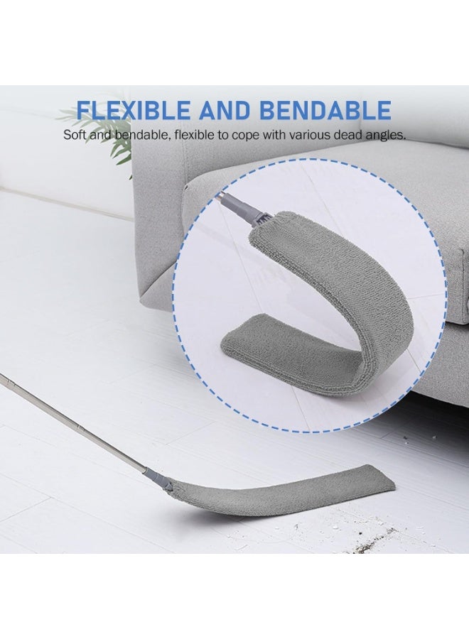 تراسل منفضة غبار ريش من الألياف الدقيقة قابلة للتمديد مع عمود تمديد طويل جداً، منفضة غبار من الألياف الدقيقة قابلة للتمديد، رأس قابل للثني، لتنظيف مروحة السقف، السقف، الستائر، الأثاث (3 قطع) - Image 5