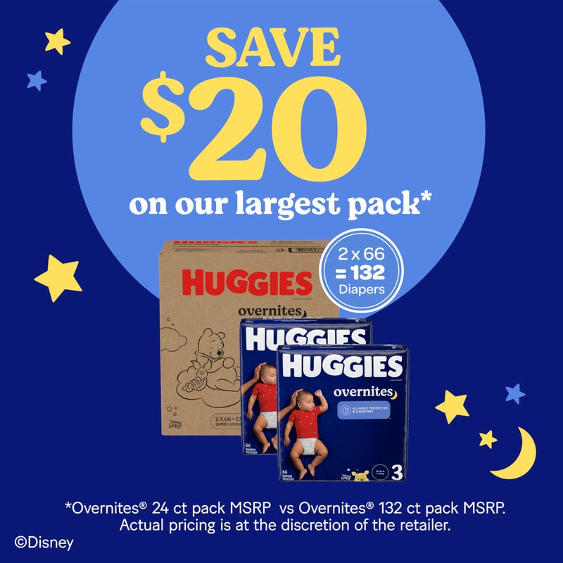 Huggies Overnites Size 3 Overnight Diapers (16-28 lbs), 66 Ct, Packaging May Vary - Image 4