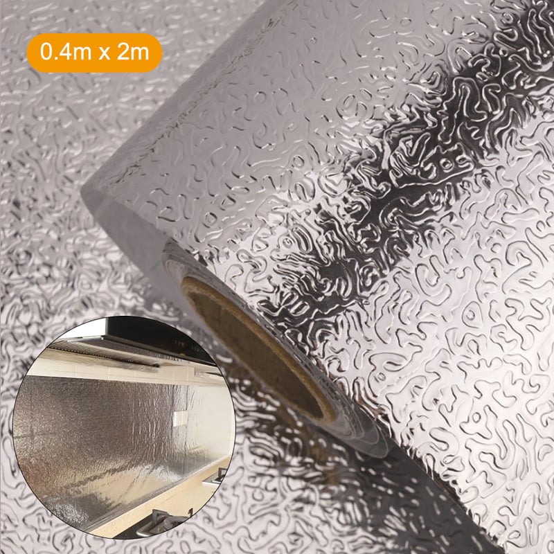 Kitchen Backsplash Wallpaper Stickers 0.4m X 2m Silver Peel And Stick PET & Aluminum Foil - Heat Resistant Oil Proof Waterproof Easy To Clean Kitchen Wallpaper Stickers For Kitchen Walls Counter Tops - Image 2