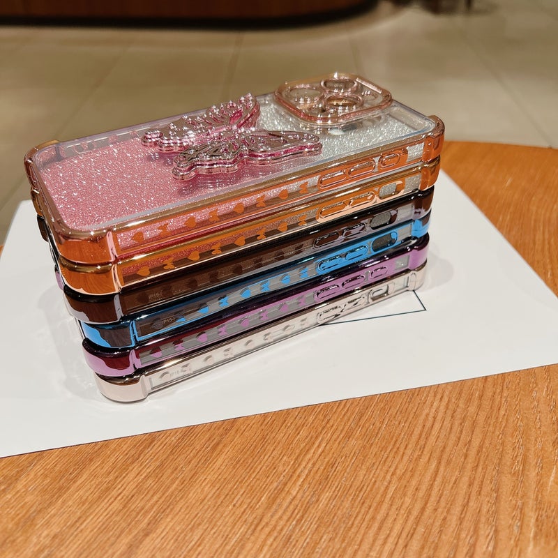 غلاف حماية أسود لهاتف Apple iPhone 16 Pro مع حامل فراشة - Image 2