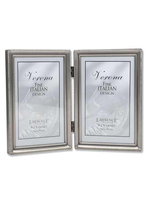 Lawrence Frames Bead Border Design 4x6 Double Pewter