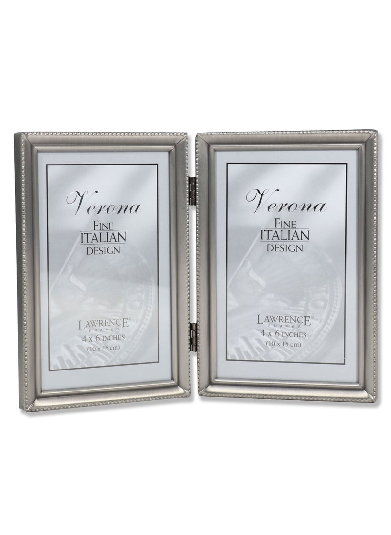 Lawrence Frames Lawrence Frames Bead Border Design 4x6 Double Pewter 