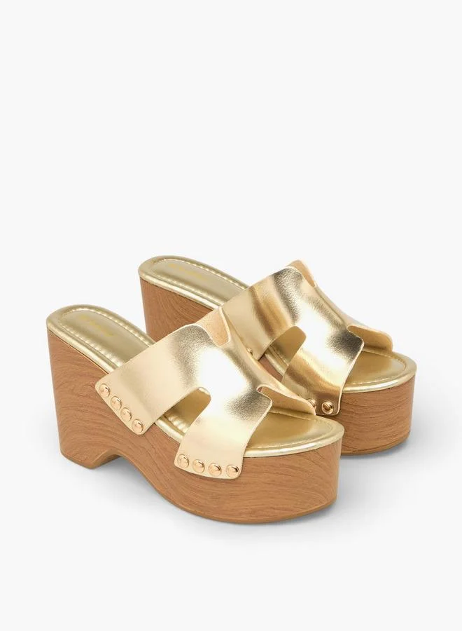 شور ستيب Women Metallic Platform Heel Sandals