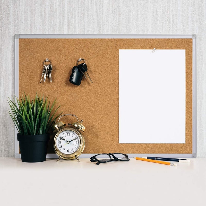 Board2by Cork Board Bulletin Board 24 x 18 Inches, Silver Aluminium Framed Corkboard, Office Board for Wall Cork, Large Wall Mounted Notice Pin Board for Home, Office and School - Image 2
