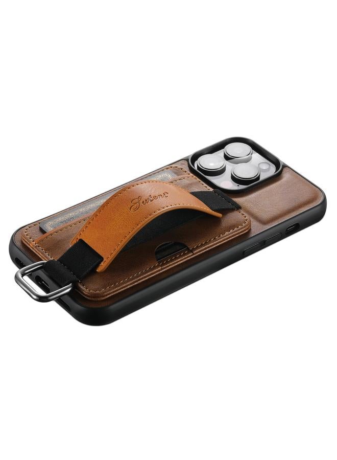 Suteni Case For iPhone 13 Pro Max H13 Card Wallet Wrist Strap Holder PU Phone Case - Image 4