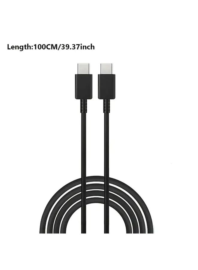 كابل شاحن سوبر فاست USB من النوع C إلى C بقوة 25 واط وطول 1 متر باللون الأبيض، مخصص لهواتف سامسونج. - Image 2
