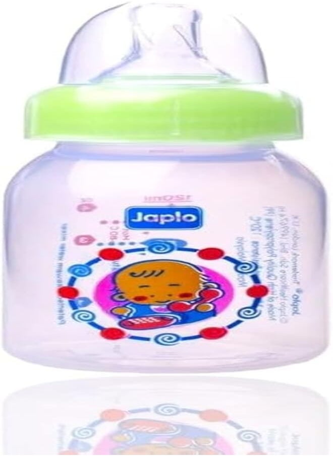 Japlo Japlo Round baby feeding Bottle with Anti-colic nipple & Lukewarm water mixer size 150 ml- green colour 