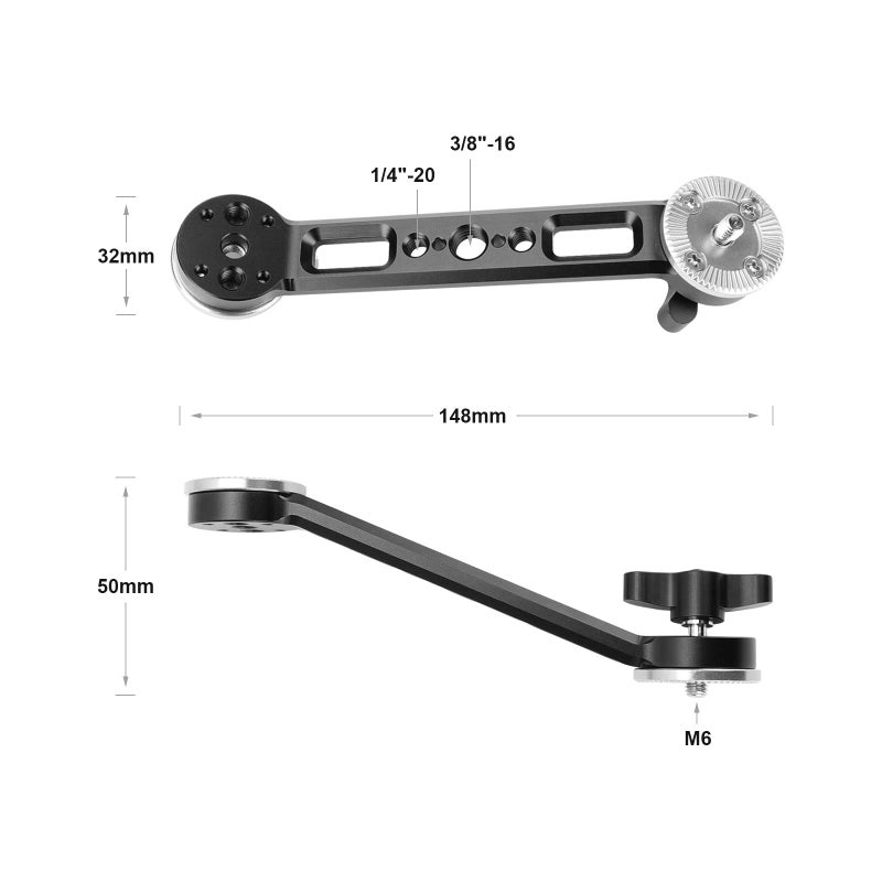 SZRIG Rosette Extension Arm with Double-Ended M6 Thread for Camera Shoulder Mount Accessories(2 Pieces) - Image 2