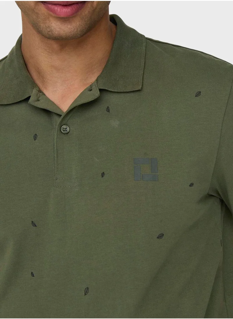 Only & Sons All Over Print Crew Neck Polo