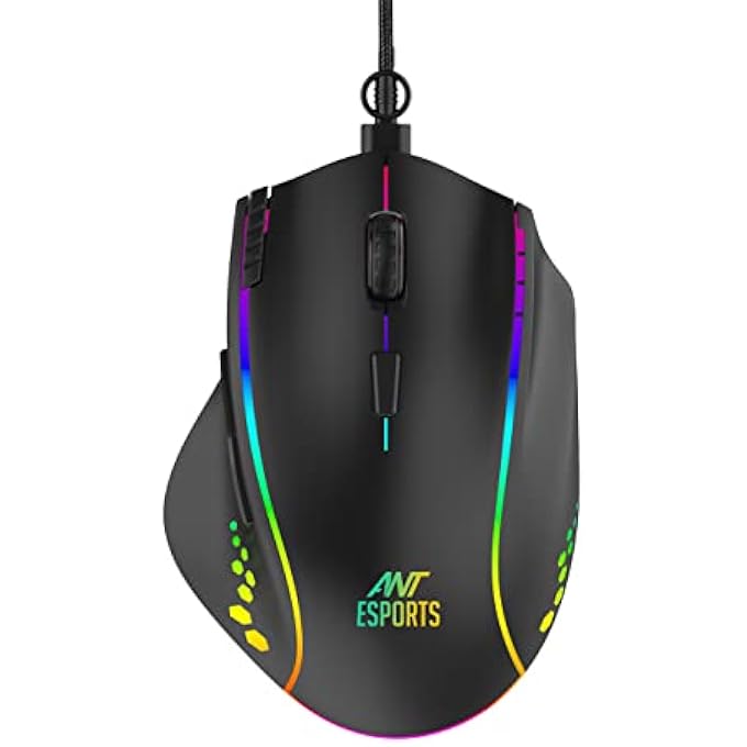 ANT Esports GM600 RGB WIRED PROGRAMMABLE GAMING MOUSE | 7200 DPI OPTICAL SENSOR | HUANO MOUSE SWITCHES | 7-BUTTON DESIGN WITH MACROS SUPPORT - Image 1
