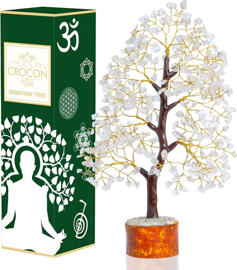 Crocon Clear Quartz Crystal Tree of Life - Chakra for Positive Energy, Feng Shui Decor - Gemstone Money Bonsai Tree, Good Luck Healing Crystals - Meditation Stones, Spiritual Unique Gift 10-12" - Image 1