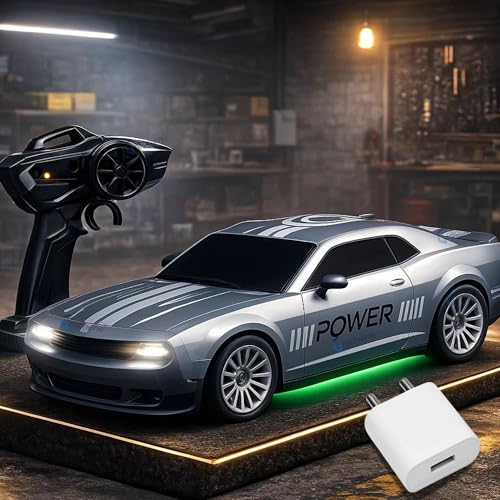 GRAPHENE RC Drift Remote Control Car Toy for Boys Kids Adults 20Kmph 2.4GHz 1:24 Scale 4WD with USB Charger Racing Drifting Tyres Long Range Remote LED Lights Crawlers Mastang Stunt Car 4+Years - Image 1