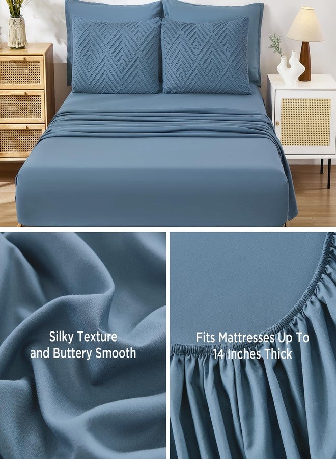 Andency طقم لحاف أندينسي كبير الحجم بحجم كوين، 7 قطع، لون أزرق محيطي - طقم سرير كامل، حجم كوين كبير، بنمط بوهيمي، خفيف الوزن، منفوش، مع لحاف، ملاءات، أغطية وسائد، وأغطية أغطية وسائد مزخرفة. - Image 4