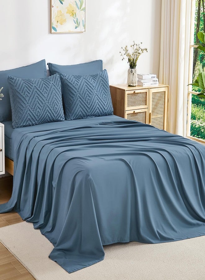 Andency طقم لحاف أندينسي كبير الحجم بحجم كوين، 7 قطع، لون أزرق محيطي - طقم سرير كامل، حجم كوين كبير، بنمط بوهيمي، خفيف الوزن، منفوش، مع لحاف، ملاءات، أغطية وسائد، وأغطية أغطية وسائد مزخرفة. - Image 3