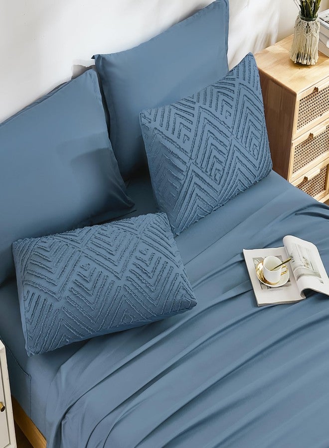 Andency طقم لحاف أندينسي كبير الحجم بحجم كوين، 7 قطع، لون أزرق محيطي - طقم سرير كامل، حجم كوين كبير، بنمط بوهيمي، خفيف الوزن، منفوش، مع لحاف، ملاءات، أغطية وسائد، وأغطية أغطية وسائد مزخرفة. - Image 5